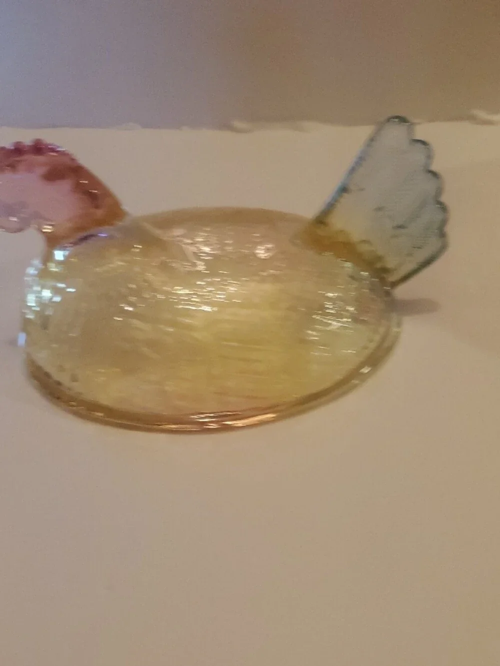 Iridescent Rainbow Glass Hen On Nest Dish (Lg)